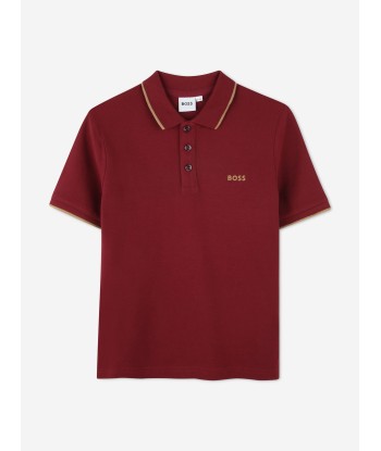 BOSS Boys Regular Fit Logo Polo Shirt in Red en ligne des produits 