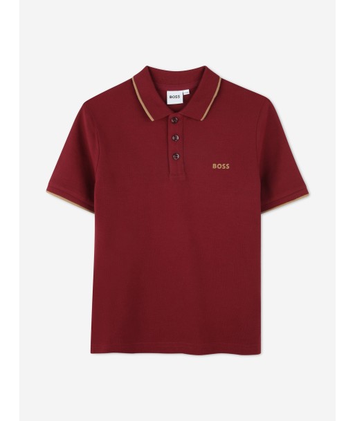 BOSS Boys Regular Fit Logo Polo Shirt in Red en ligne des produits 