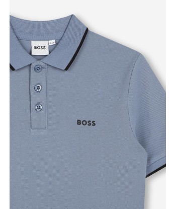 BOSS Boys Regular Fit Logo Polo Shirt in Grey Fin de série