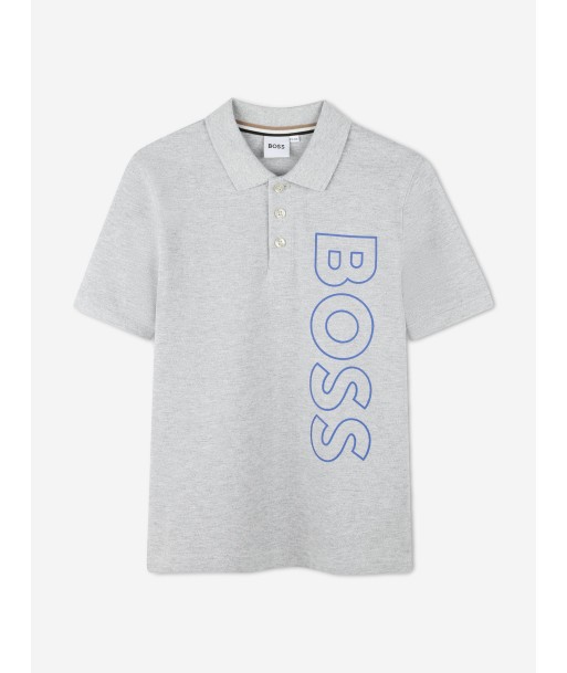 BOSS Boys Regular Fit Logo Polo Shirt in Grey pas cher