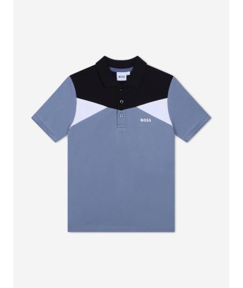 BOSS Boys Colourblock Polo Shirt in Grey les ctes