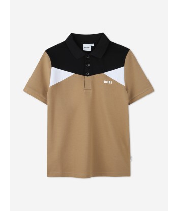 BOSS Boys Colourblock Polo Shirt in Brown la livraison gratuite