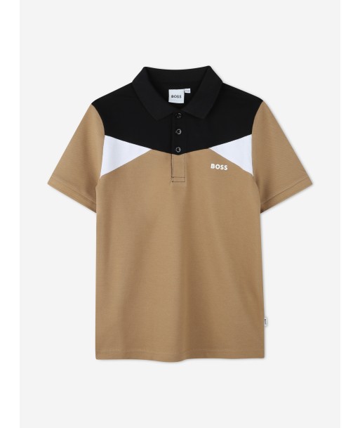 BOSS Boys Colourblock Polo Shirt in Brown la livraison gratuite