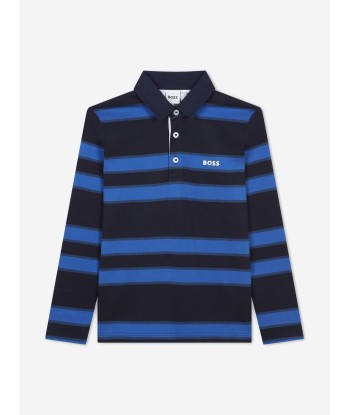 BOSS Boys Striped Long Sleeve Polo Shirt in Navy vous aussi creer 