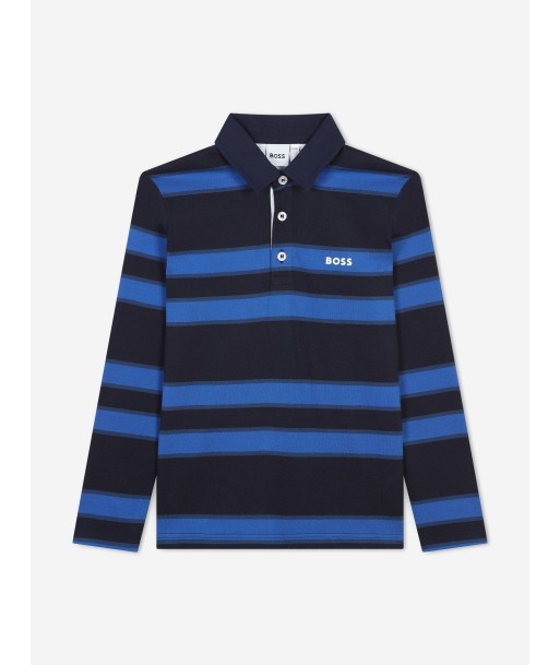 BOSS Boys Striped Long Sleeve Polo Shirt in Navy vous aussi creer 