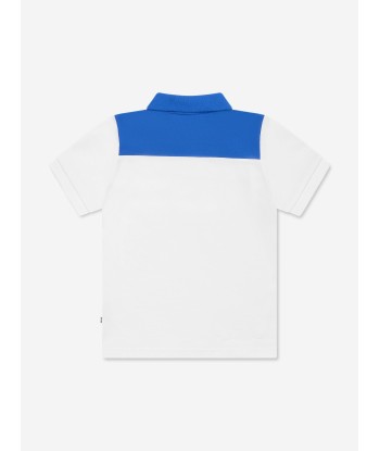 BOSS Boys Colourblock Polo Shirt in White Venez acheter