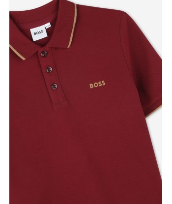 BOSS Boys Regular Fit Logo Polo Shirt in Red en ligne des produits 