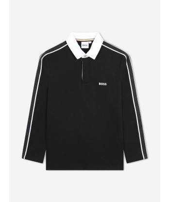 BOSS Boys Long Sleeve Polo Shirt in Black Faites des économies