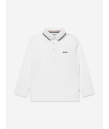 BOSS Boys Long Sleeve Polo Shirt in White Vous souhaitez 