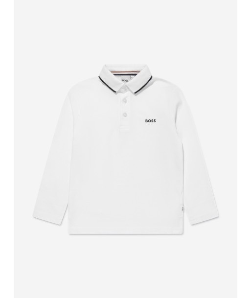 BOSS Boys Long Sleeve Polo Shirt in White Vous souhaitez 