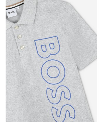 BOSS Boys Regular Fit Logo Polo Shirt in Grey pas cher