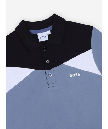 BOSS Boys Colourblock Polo Shirt in Grey les ctes