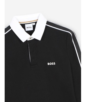 BOSS Boys Long Sleeve Polo Shirt in Black Faites des économies