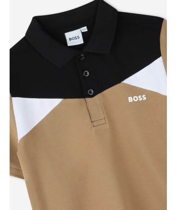 BOSS Boys Colourblock Polo Shirt in Brown la livraison gratuite