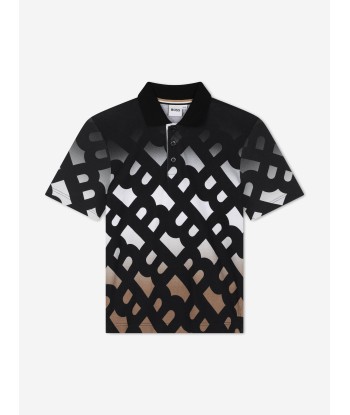 BOSS Boys Monogram Polo Shirt in Black en linge