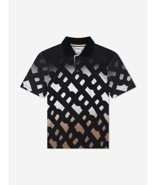 BOSS Boys Monogram Polo Shirt in Black en linge