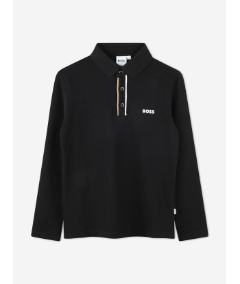 BOSS Boys Long Sleeve Polo Shirt in Black les ligaments