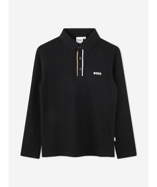 BOSS Boys Long Sleeve Polo Shirt in Black les ligaments