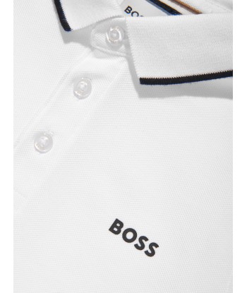 BOSS Boys Long Sleeve Polo Shirt in White Vous souhaitez 