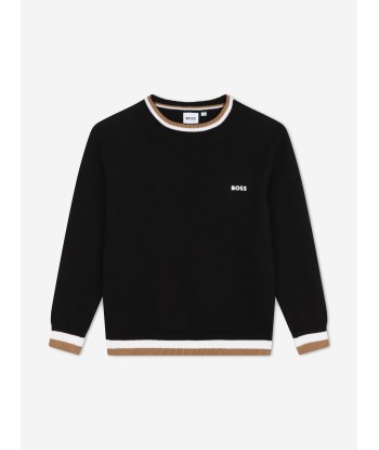 BOSS Boys Knitted Logo Jumper in Black Economisez 