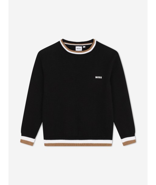 BOSS Boys Knitted Logo Jumper in Black Economisez 