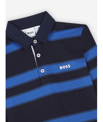 BOSS Boys Striped Long Sleeve Polo Shirt in Navy vous aussi creer 