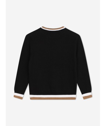 BOSS Boys Knitted Logo Jumper in Black Economisez 