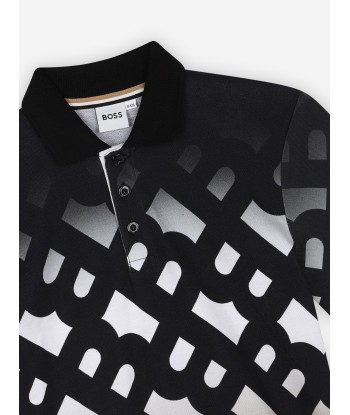 BOSS Boys Monogram Polo Shirt in Black en linge