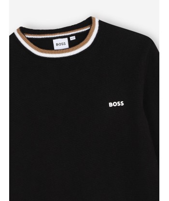 BOSS Boys Knitted Logo Jumper in Black Economisez 