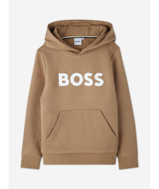 BOSS Boys Logo Hoodie in Brown Les magasins à Paris