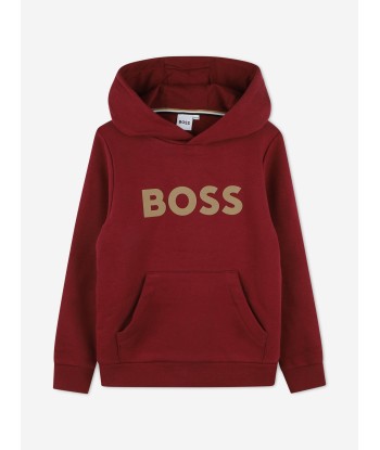 BOSS Boys Logo Hoodie in Red Economisez 