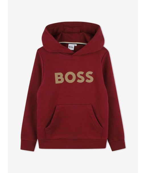 BOSS Boys Logo Hoodie in Red Economisez 