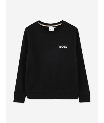 BOSS Boys Logo Sweatshirt in Black en linge