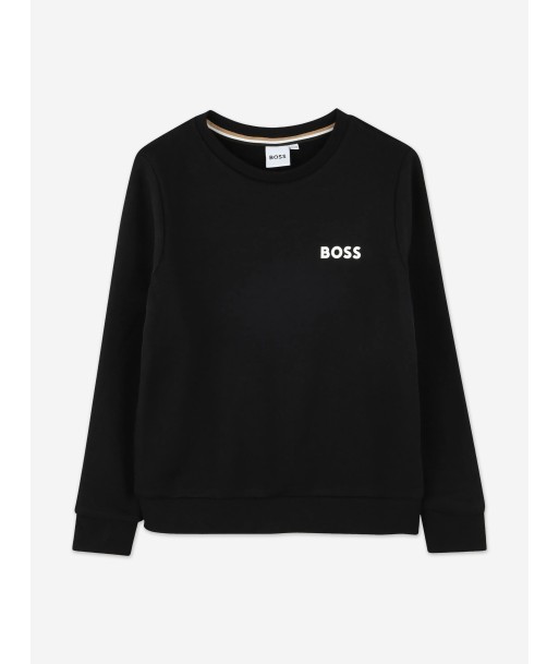 BOSS Boys Logo Sweatshirt in Black en linge