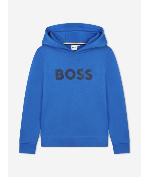 BOSS Boys Logo Print Hoodie in Blue Voir les baskets