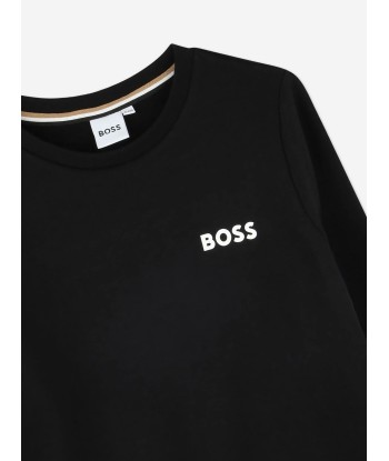 BOSS Boys Logo Sweatshirt in Black en linge