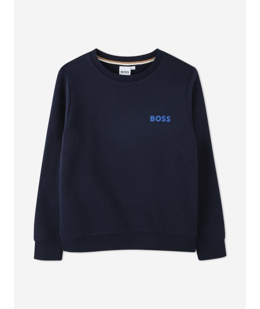 BOSS Boys Logo Sweatshirt in Navy français