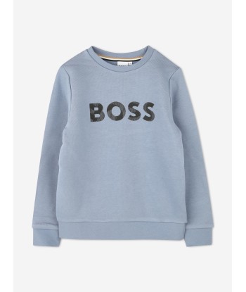 BOSS Boys Logo Print Sweatshirt in Grey sur le site 