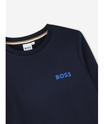 BOSS Boys Logo Sweatshirt in Navy français