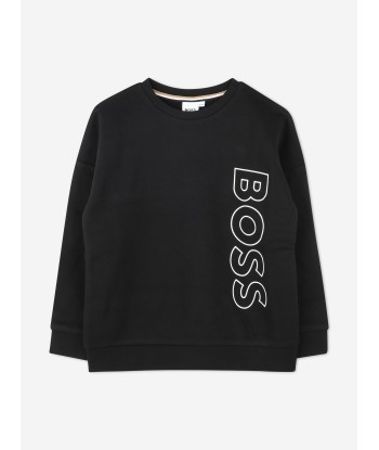 BOSS Boys Logo Print Sweatshirt in Black chez Cornerstreet bien 