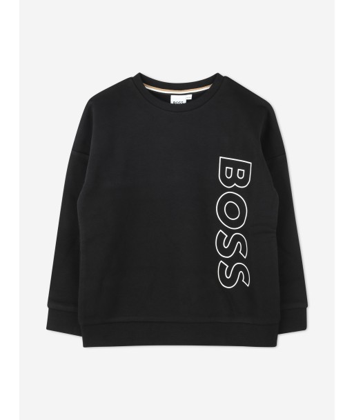 BOSS Boys Logo Print Sweatshirt in Black chez Cornerstreet bien 