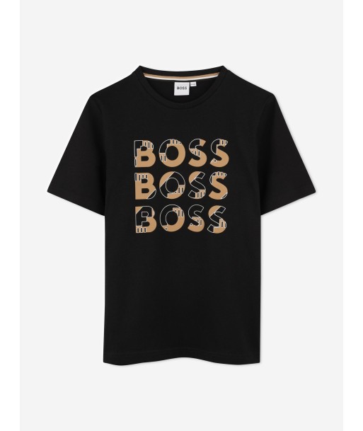 BOSS Boys Multi Logo T-Shirt in Black basket pas cher