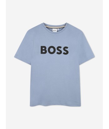 BOSS Boys Logo Print T-Shirt in Grey ouvre sa boutique