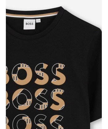 BOSS Boys Multi Logo T-Shirt in Black basket pas cher