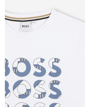 BOSS Boys Multi Logo T-Shirt in White Vous souhaitez 