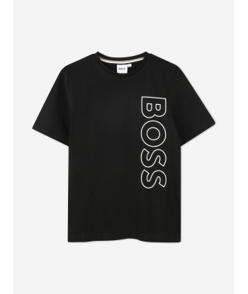 BOSS Boys Logo Print T-Shirt in Black Découvrez la collection