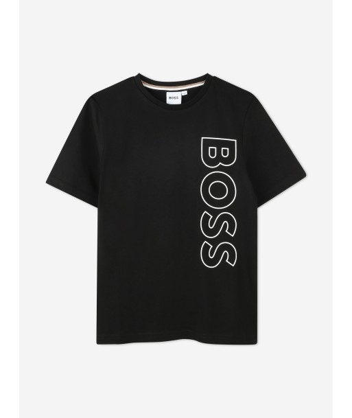 BOSS Boys Logo Print T-Shirt in Black Découvrez la collection