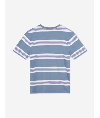 BOSS Boys Striped Logo T-Shirt in Grey solde