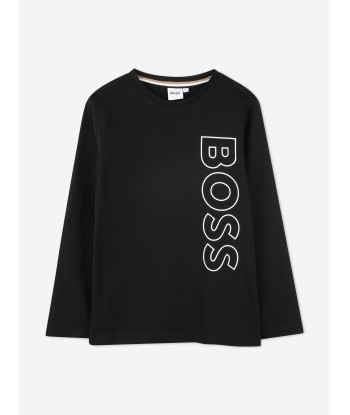 BOSS Boys Long Sleeve Logo T-Shirt in Black votre restaurant rapide dans 