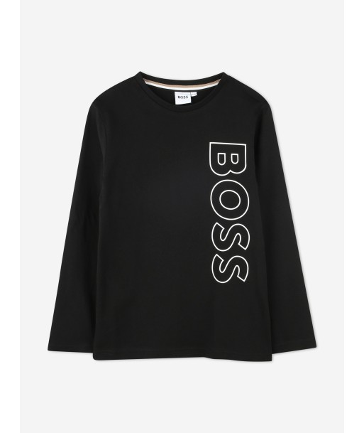 BOSS Boys Long Sleeve Logo T-Shirt in Black votre restaurant rapide dans 